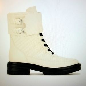 NWT Nine West Womens Sabrah Faux Leather Lug Sole Combat & Lace-up Boots